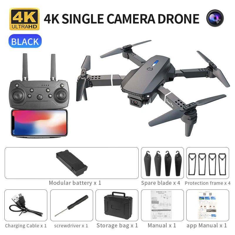 Drone Camera Night Vision - E88 ProIntelligent Folding Drone Supports single/Dual
